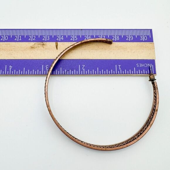 Vintage Large Copper Hoop Earrings Brutalist Statement Filigree Southwestern - Picture 10 of 10